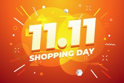 11.11 Shopping day sale poster or flyer design. Global shopping world day Sale on colorful background. 11.11 Crazy sales online.