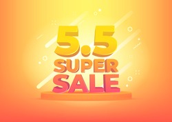 5.5 Shopping day sale poster or flyer design. 5.5 Super sale online banner.