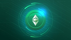 Ethereum Classic banner. ETC coin cryptocurrency concept banner background.