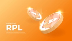 Rocket Pool (RPL) coin cryptocurrency concept banner.
