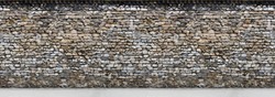 Old brown  stone wall with part of the road. Horizontal Seamless pattern. 