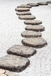 Stepping stones in zen japanese garden