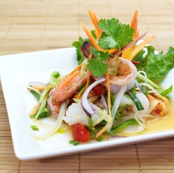 Thai spicy and sour seafood salad 