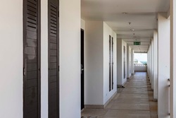The corridor between the rooms at the luxury resort