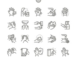 Hand hygiene Well-crafted Pixel Perfect Vector Thin Line Icons 30 2x Grid for Web Graphics and Apps. Simple Minimal Pictogram