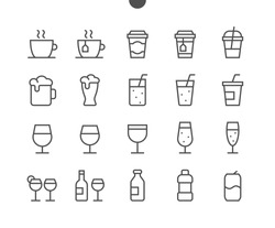 Drinks Food UI Pixel Perfect Well-crafted Vector Thin Line Icons 48x48 Ready for 24x24 Grid for Web Graphics and Apps with Editable Stroke. Simple Minimal Pictogram Part 1-2