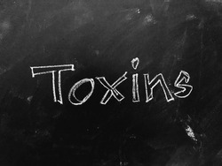 Toxins handwritten on Blackboard