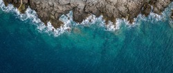 Aerial view of sea waves and fantastic Rocky coast, Montenegro