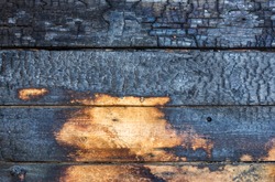 Burnt wooden boards