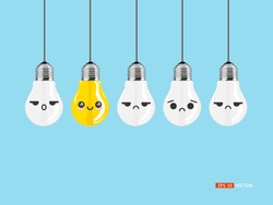 lighting idea bulb, concept think different or think positive, vector eps 10