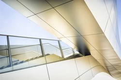 modern staircase and bridge at an office building in vienna