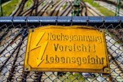 high voltage sign in germany - translation: high voltage. danger of death