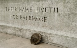 WW1 - Stone Of Remembrance With Helmet