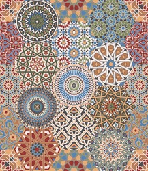 Moroccan  azulejos  tiles patchwork mosaic vector seamless pattern