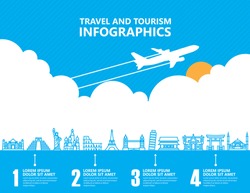Travel infographics, landmark and transport