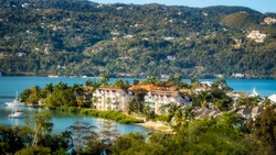 Panoramic view of Montego Bay, Jamaica on a stunning spring day.