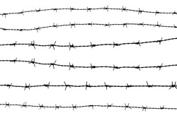 set of silhouette barbed wire on white background
