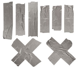 Set of gray adhesive tapes isolated on white background