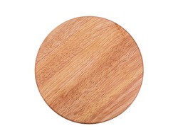 Round chopping board isolated on white