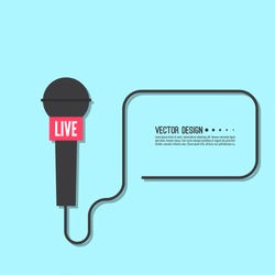 Journalism concept. Live news vector template with microphone.  