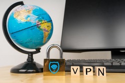 Virtual Private Network VPN internet connection Wifi security on the padlock. 