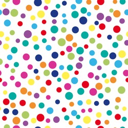 Colorful abstract dot background. Vector illustration for bright design. Circle art round backdrop. Seamless pattern decoration. Color texture holiday element wallpaper. Decor fun spot card Happy mood
