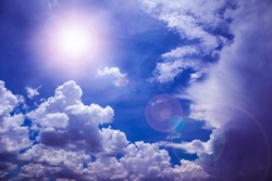 Clouds with blue sky and summer sun, Nature airscape