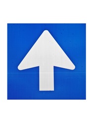 Blue one way traffic sign