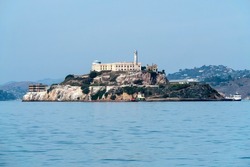 Alkatraz Island and Former United States Penitentiary Prison offshore of San-Francisco. Horizontal Image Orientation