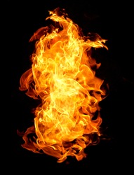 Fire flames on black background Heat abstract background