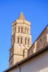 Bell tower of Saint Nicolas church in Saint Cyprien District, Toulouse, France