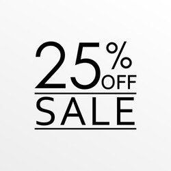 25% off. Sale and discount price banner. Sales tag design template. Vector illustration.