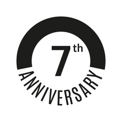 7 year anniversary icon. 7th celebration template for banner, invitation, birthday. Vector illustration.