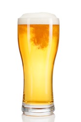 glass of beer isolated on white background