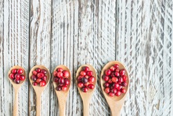 Cranberry on wooden background