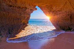 beach in  Portimao is a favorite vacation spot for the Portuguese and visiting Europeans. Clean sand, warm sea and beautiful cliffs on the coast attract tourists.