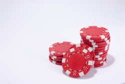 red poker chips background isolated
