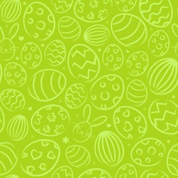 Seamless easter background pattern green with easter eggs