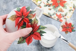 How to make a Christmas ball with decoupage technique. Step by step, tutorial. 