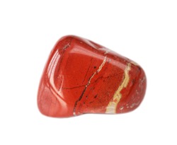Red semi-precious natural jasper stone isolated on white background