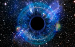 Stars are collapsing in a deep black hole, attracted by the huge gravitational field. The black hole looks like an eye or an iris in the sky. Elements of this image furnished by NASA.