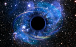 Stars are collapsing in a deep black hole, attracted by the huge gravitational field. The black hole looks like an eye or an iris in the sky. Elements of this image furnished by NASA.