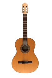 Spanish classic guitar isolated on the white background