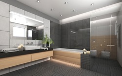 Dark Bathroom With Grey Ornament With Candels