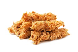 Chicken strips nuggets isolated on a white background