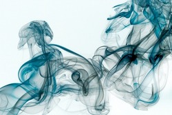 Movement of smoke, Abstract blue smoke on white background, blue background,blue ink background. High quality photo