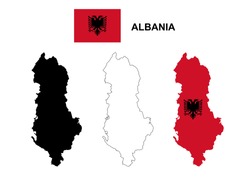 Albania map vector, Albania flag vector, isolated Albania