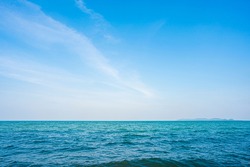 Natural tropical blue sea and sky background in Thailand.
