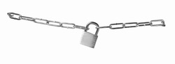 A silver padlock isolated with clipping path to lock your object.