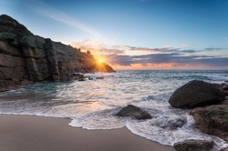 Sunrise at Porthgwarra Cove on the Lands End Peninsula in Cornwall